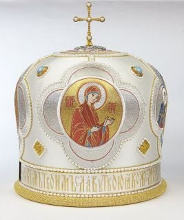 Handmade priest mitre with transfiguration icon