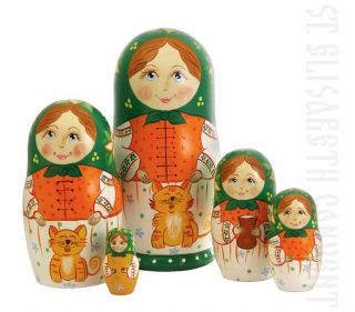 Family and Cat nesting doll