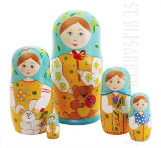 Nesting Doll with Toys set of 5