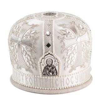 orthodox mitre with embroidery and icons