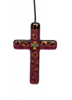 fused glass cross pendant