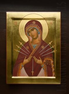 painted icon of the theotokos of the seven arrows