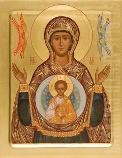 painted icon of the mother of god of the sign