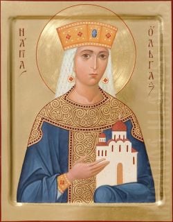 st olga icon made by hands