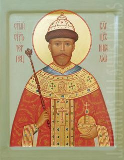 hand-painted shoulder-length hand-painted icon of Nicholas 2