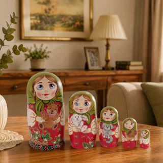 painted nesting dolls with animals