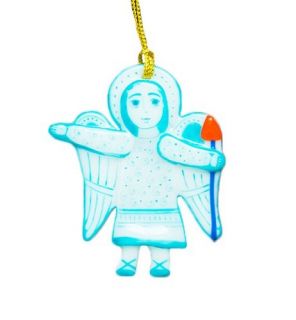 fused glass angel pendant
