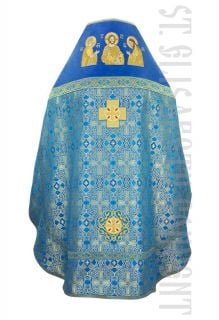 Front view of Blue Russian Style priest vestments