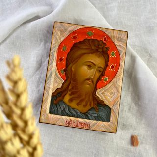 hand-painted icon with acrylic paints John the Baptist