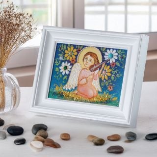 Angel with a violine in flowers