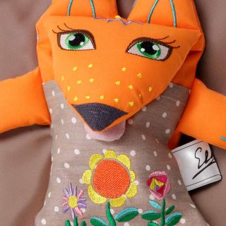 Soft toy fox with buckwheat hulls filling