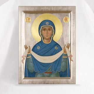 hand-painted icon of hte Theotokos Protection