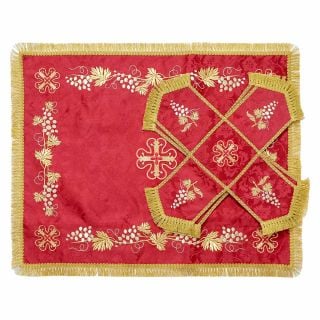 red decorative chalice covers and veils with Grapes embroidery 