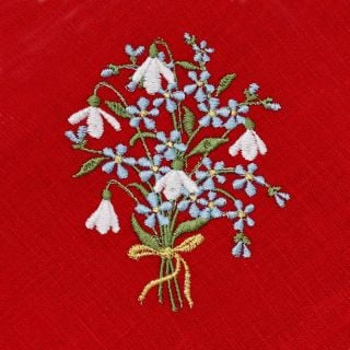 Easter Table Napkin with Embroidered Bouquet of Spring Flowers