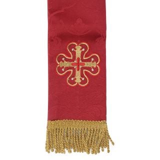 white bookmark with red embroidered cross