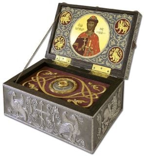Silver-Plated Reliquary with Semiprecious Gemstones