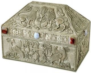 Silver-Plated Reliquary with Semiprecious Gemstones