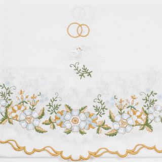 Rushnik with doves rings and flowers 