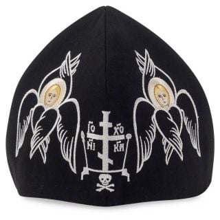 skufia for nuns with red threads embroidery