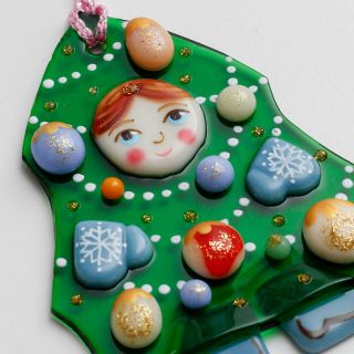 Christmas tree pendant glass with baubles