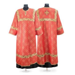 Red decorative altar sticharion with gallon and cross