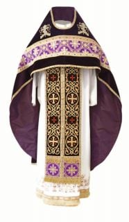 purple embroidered vestment