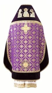 purple embroidered vestment