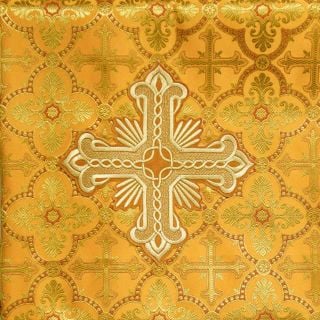 Yellow brocade altar curtain