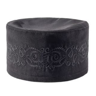 Black Serbian style priest skufia with embroidered ornaments