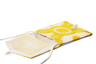 Yellow Silk Rosary Bag