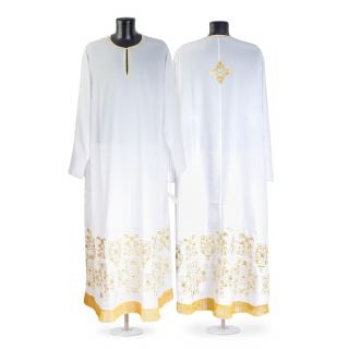White coshibo priest sticharion with embroidery 