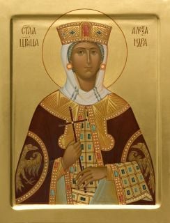painted with acrylic or tempera paints holy queen alexandra icon