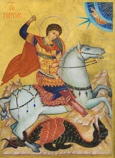 Icon of St George the Victory-Bearer - ground gemstone icons