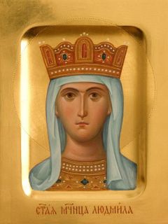 hand painted orthodox icon of st ludmila