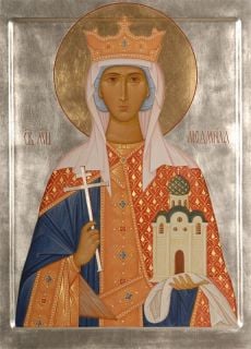 hand painted orthodox icon of st ludmila