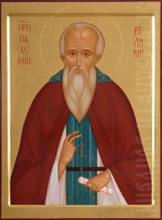 painted icon of st pachomius the great