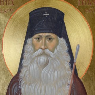 hand-painted icon of st seraphim zvezdinsky