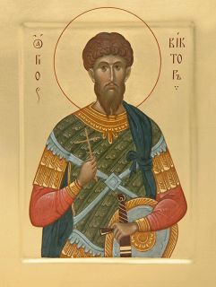 handpainted icon of the holy martyr victor of damascus
