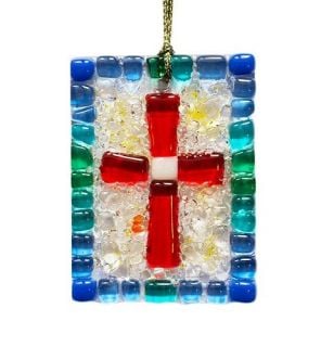 cross pendant tiffany glass
