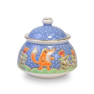 sugar bowl with foxes in the garden 