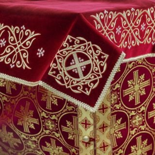 Red velvet Holy Table Cloth with embroidered patterns 