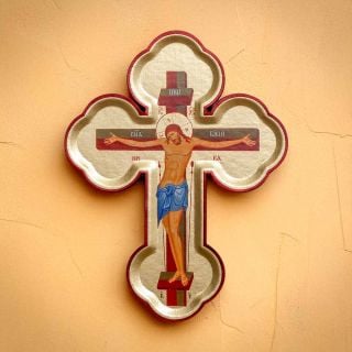wall crucifix with printed icon
