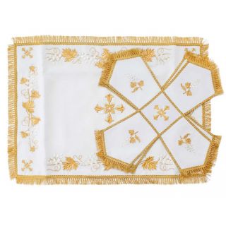 white gabardine chalice covers with embroidery