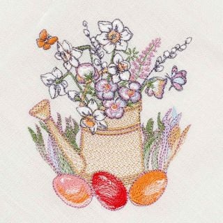 white paschal table napkin wih flowers and eggs embroidery