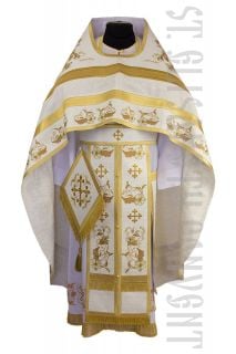 white orthodox priest vestment in russian style