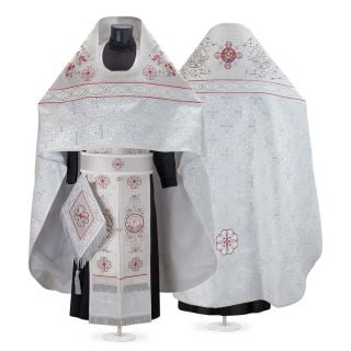 white Russian-style priest vestment with embroidery