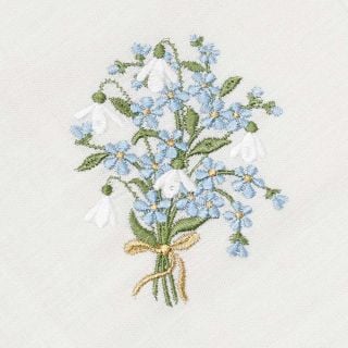 Easter Table Napkin with Embroidered Bouquet of Spring Flowers