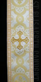 white subdeacon orarion with galloon and crosses