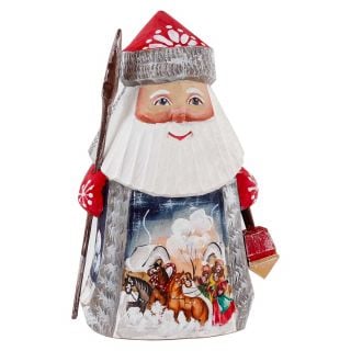 carved Santa with a church on the coat