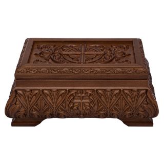 wooden carved reliquary with crosses